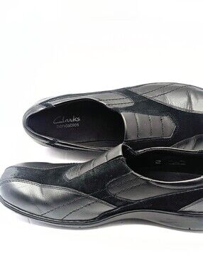 Clarks Bendables Women’s Black Leather Slip-On Comfort Shoes Size 11M